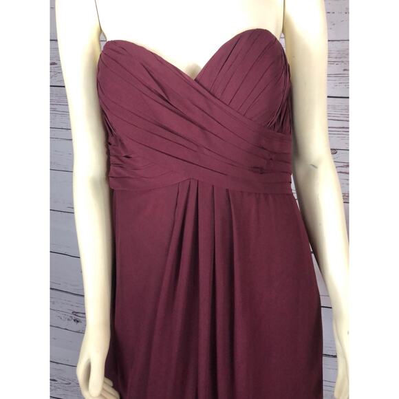 BILL LEVKOFF Chiffon strapless gown, sweetheart neckline, pleated bodice size 14 - Picture 4 of 12